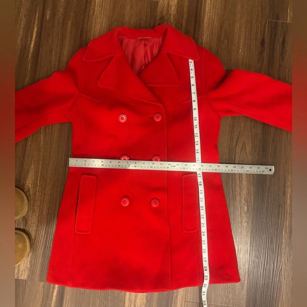 Vintage 60s Red Women's Double-Breasted wool Peacoat Jacket - Picture 12 of 17